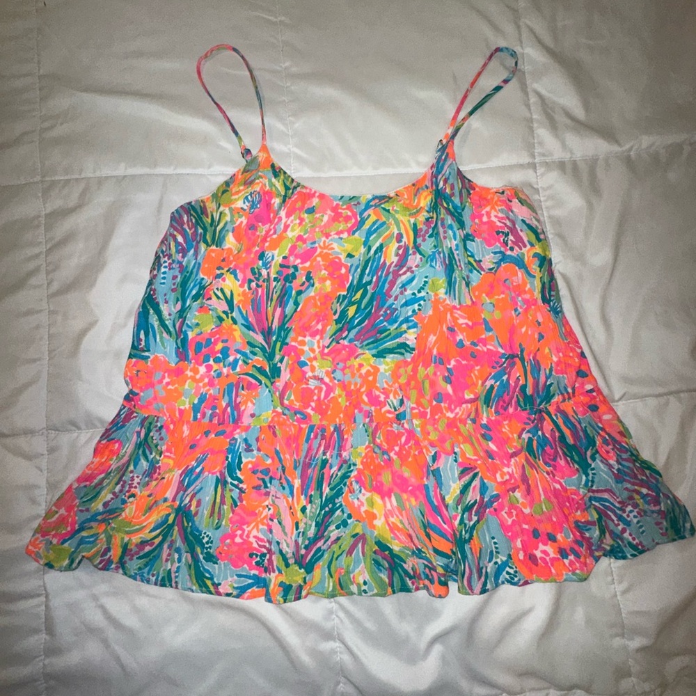 Lilly Pulitzer Adjustable Spaghetti Strap Peplum Top
